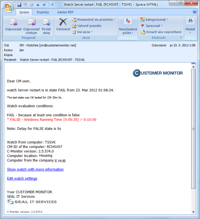 Notifikačný e-mail