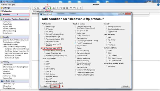 Pridanie watchu pre sledovanie Ftp rýchlosti