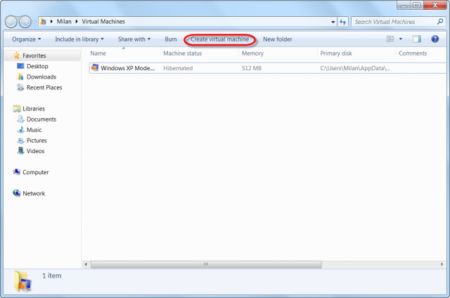 Vytvorenie VM vo Virtual PC