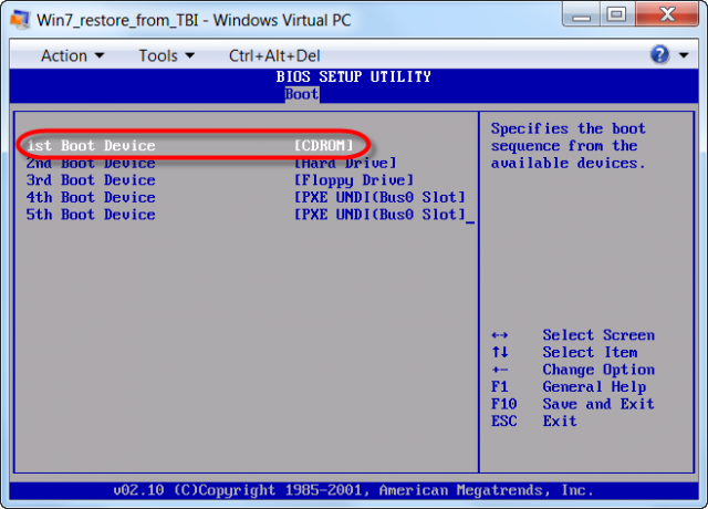 Nastavenie bootovania VM z CDROM