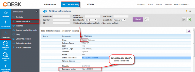Vstup do histórie online informácií