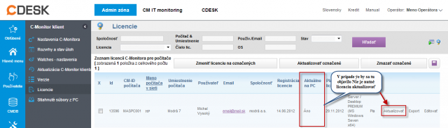 Skontrolovanie platnosti licencie na PC