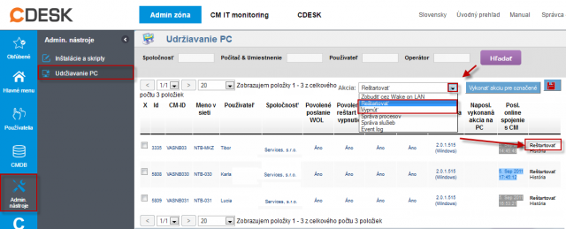 Vzdialený reštart PC , vypnutie funguje rovnako