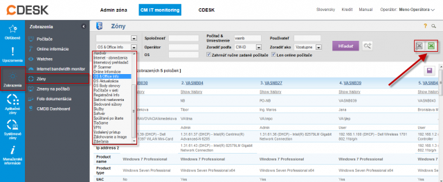 Zóny – tabuľkové zoznamy k vybraným parametrom