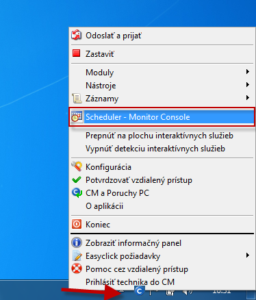 Vstup do schedulera pre zobrazenie system info
